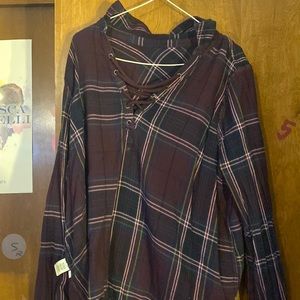 Wine Red Criss Cross Flannel